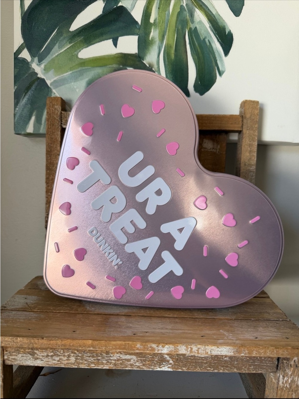Dunkin Heart-Shaped Tin - Pink Metallic "UR A TREAT"